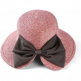 Sun Hats Womens Light Weight Bow Bucket Straw Sun Hat - Pink - CP182ARNAL8 $12.33