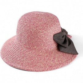 Sun Hats Womens Light Weight Bow Bucket Straw Sun Hat - Pink - CP182ARNAL8 $12.33