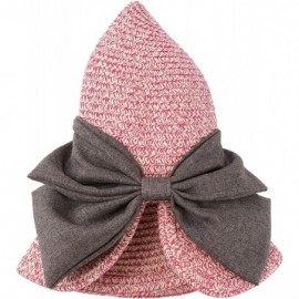 Sun Hats Womens Light Weight Bow Bucket Straw Sun Hat - Pink - CP182ARNAL8 $12.33