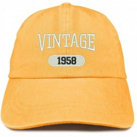 Baseball Caps Vintage 1958 Embroidered 62nd Birthday Soft Crown Washed Cotton Cap - Mango - CP180WUDWZR $33.11
