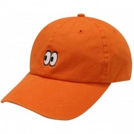 Baseball Caps Eyes Small Embroidery Cotton Baseball Cap - Orange - C612HVFX8LB $10.86