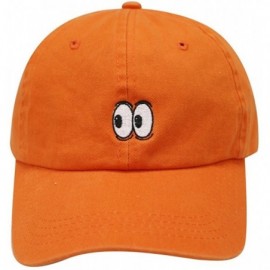 Baseball Caps Eyes Small Embroidery Cotton Baseball Cap - Orange - C612HVFX8LB $10.86