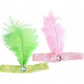 Headbands Women's Feather 1920s Headpiece Shining Sequins Party Headband - White - CH12KHEC91D $7.00