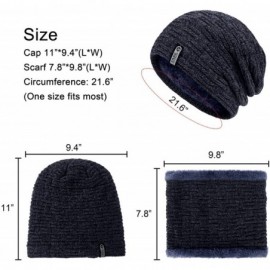 Skullies & Beanies 2 PCS Winter Slouchy Beanie Hat Scarf Set- Fleece Lined Thick Warm Soft Skull Cap & Neck Warmer for Men Wo...