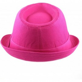 Fedoras 100% Cotton Paisley Lining Premium Quality Fedora Hat - Hot Pink - CG12CQSRM9H $15.27