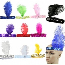 Headbands Women's Feather 1920s Headpiece Shining Sequins Party Headband - White - CH12KHEC91D $7.00