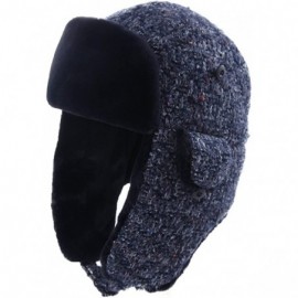 Skullies & Beanies Ladies Earflap Trapper Hat Faux Fur Hunting Hat Fleece Lined Thick Knitted - 89366_navy - CP1873KRCX5 $18.95