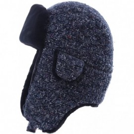 Skullies & Beanies Ladies Earflap Trapper Hat Faux Fur Hunting Hat Fleece Lined Thick Knitted - 89366_navy - CP1873KRCX5 $18.95