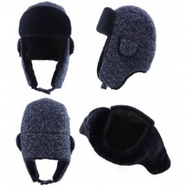 Skullies & Beanies Ladies Earflap Trapper Hat Faux Fur Hunting Hat Fleece Lined Thick Knitted - 89366_navy - CP1873KRCX5 $18.95