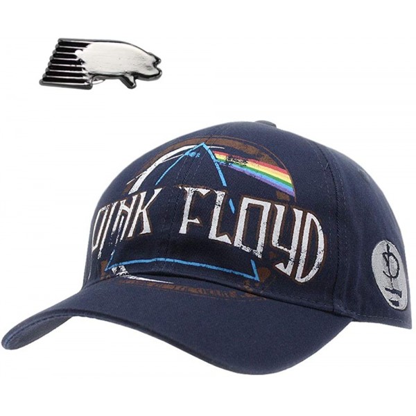 Baseball Caps Classic Rock and Roll Music Band Adjustable Baseball Cap with Iconic Lapel Pin - Navy Blue - CE18Q52HUCN $26.92
