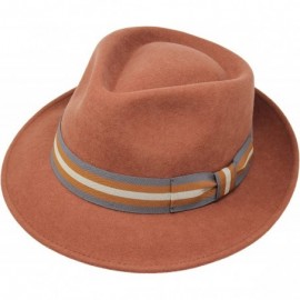 Fedoras Premium Doyle - Teardrop Fedora Hat - 100% Wool Felt - Crushable for Travel - Water Resistant - Unisex - Amber - CZ18...