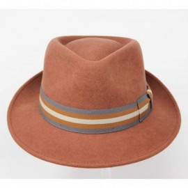 Fedoras Premium Doyle - Teardrop Fedora Hat - 100% Wool Felt - Crushable for Travel - Water Resistant - Unisex - Amber - CZ18...