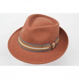 Fedoras Premium Doyle - Teardrop Fedora Hat - 100% Wool Felt - Crushable for Travel - Water Resistant - Unisex - Amber - CZ18...