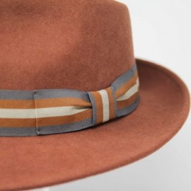 Fedoras Premium Doyle - Teardrop Fedora Hat - 100% Wool Felt - Crushable for Travel - Water Resistant - Unisex - Amber - CZ18...