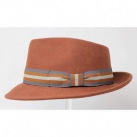 Fedoras Premium Doyle - Teardrop Fedora Hat - 100% Wool Felt - Crushable for Travel - Water Resistant - Unisex - Amber - CZ18...