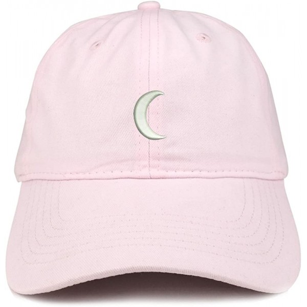 Baseball Caps Crescent Moon Embroidered Soft Low Profile Adjustable Cotton Cap - Light Pink - CX185HSGD8N $13.12