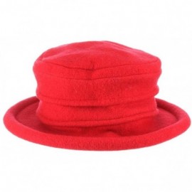 Bucket Hats Women's Packable Boiled Wool Cloche - Red - CS11583NCRJ $72.46