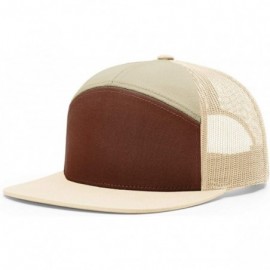 Baseball Caps Richardson 7 Panel Arch Flat Bill Snapback Mesh Trucker Hat - Brown-khaki - CZ187RZSZUS $13.94