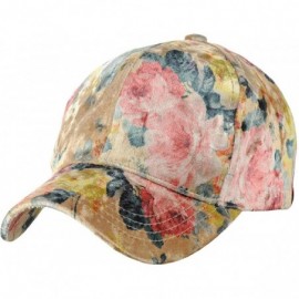 Baseball Caps Women's Soft Velvet Crushable Floral Pattern Adjustable Baseball Cap - Nude - CW18C75XWGA $25.48