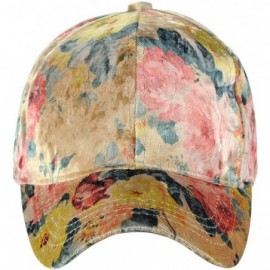 Baseball Caps Women's Soft Velvet Crushable Floral Pattern Adjustable Baseball Cap - Nude - CW18C75XWGA $15.01