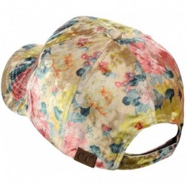 Baseball Caps Women's Soft Velvet Crushable Floral Pattern Adjustable Baseball Cap - Nude - CW18C75XWGA $15.01