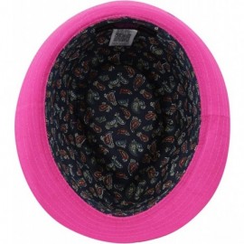 Fedoras 100% Cotton Paisley Lining Premium Quality Fedora Hat - Hot Pink - CG12CQSRM9H $15.27