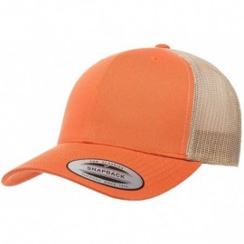 Baseball Caps Yupoong Retro Trucker Custom Hat - Rustic Orange/Khaki - C018HO5K24N $24.39