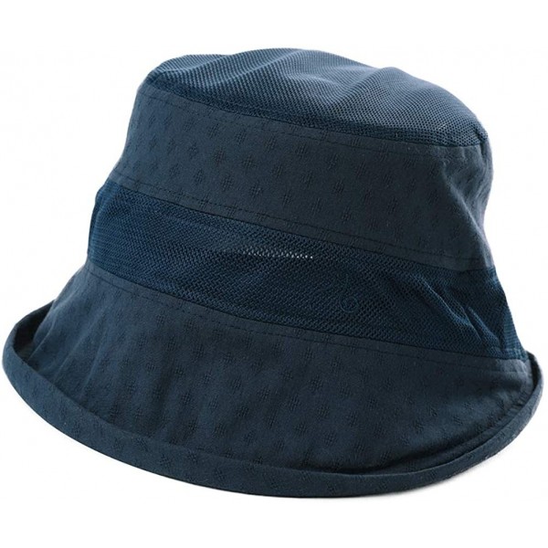 Bucket Hats Fishing Bucket Hat for Men Women Foldable UPF50+ Chin Strap - 99749_navy Blue - CV12D6RDFQV $9.21