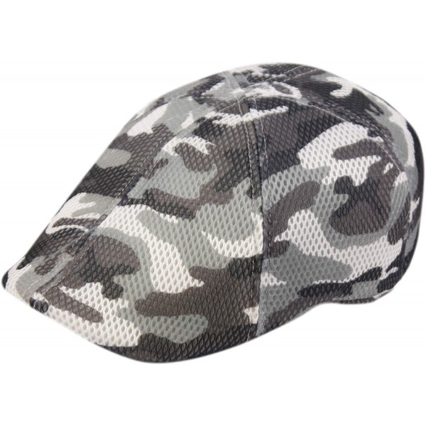 Newsboy Caps Men's 6 Panel Linen Duckbill Ivy Hat - Camo Gray - C0196WI8OKI $11.32