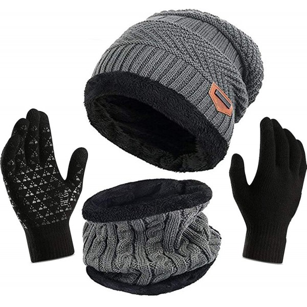 Skullies & Beanies Winter Hat Scarf Gloves Set for Women Girls Knitted Hats Scarf Skullies Beanies Hat Cap +Touchscreen Glove...