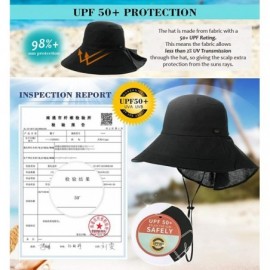 Sun Hats Womens Packable SPU 50 Summer Sun Bucket Ponytail Hat Outdoor Beach Hiking Chin Strap Floppy Safari 55-59CM - CV18SU...