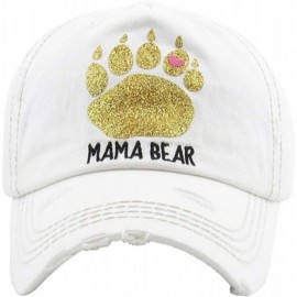 Baseball Caps Women's Mama Bear Washed Vintage Baseball Hat Cap - White/Gold - CA18Z3IHQW0 $10.49