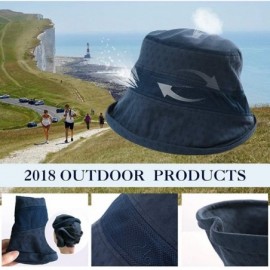 Bucket Hats Fishing Bucket Hat for Men Women Foldable UPF50+ Chin Strap - 99749_navy Blue - CV12D6RDFQV $9.21