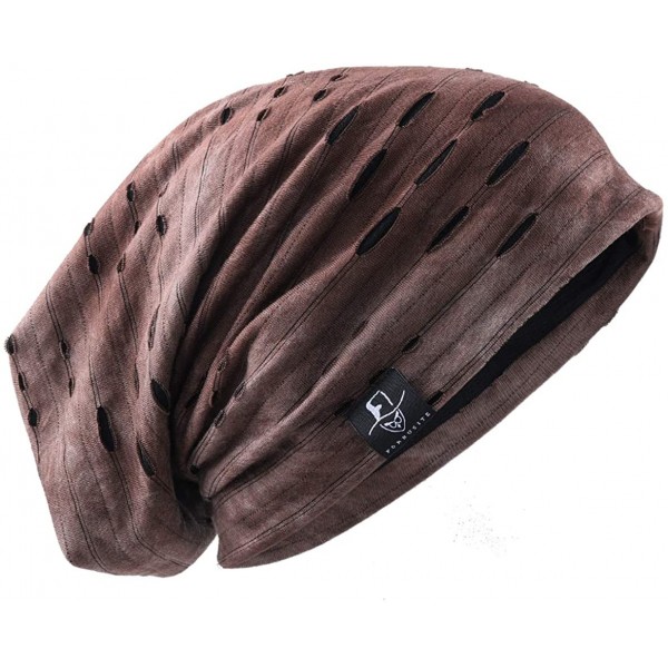 Skullies & Beanies Mens Slouchy Beanie Skull Cap Summer Thin Baggy Oversized Knit Hat B301 - B090-brown - CE18RYWT9W9 $10.40