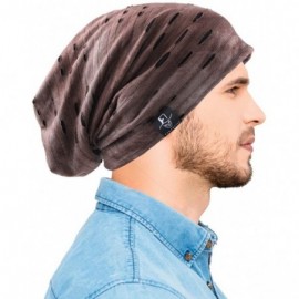 Skullies & Beanies Mens Slouchy Beanie Skull Cap Summer Thin Baggy Oversized Knit Hat B301 - B090-brown - CE18RYWT9W9 $10.40