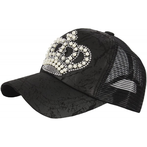 Baseball Caps Black Gold Silver Cubic Stud Metal Skull Club Punk Mesh Hat Trucker Ball Cap - C.crown-silver - CB182IHZH67 $21.84