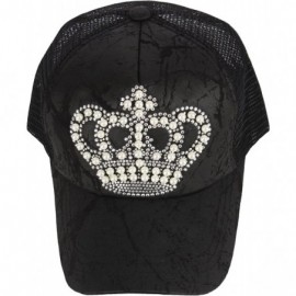 Baseball Caps Black Gold Silver Cubic Stud Metal Skull Club Punk Mesh Hat Trucker Ball Cap - C.crown-silver - CB182IHZH67 $21.84