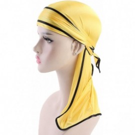 Skullies & Beanies Star Satin Silk Head Wrap Durag Long Tail Beanies Cap Stretchable Velvet Durag Straps Headwraps for Men Wo...