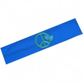 Headbands Peaceful Hearts Cotton Stretch Headband - Turquoise Band/Turquoise Sign - C611LI6WRUX $8.56