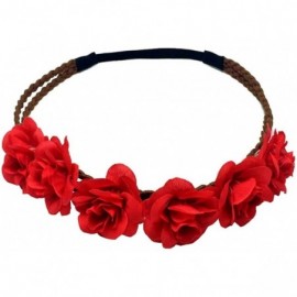 Headbands Women's Bohemian Beach Rose Flower Hoop Headband for Party - Red - CR18GWKKG8K $8.81