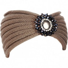 Cold Weather Headbands Crochet Jewel Winter Headband Ear Warmer - Wide Khaki - CD12O75BGAR $12.30