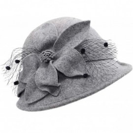 Bucket Hats Womens 1920s Vintage Wool Felt Cloche Bucket Bowler Hat Party Fashion Winter - Style2_gray - CK18A9M6GOW $42.92