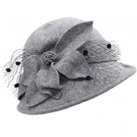 Bucket Hats Womens 1920s Vintage Wool Felt Cloche Bucket Bowler Hat Party Fashion Winter - Style2_gray - CK18A9M6GOW $21.21