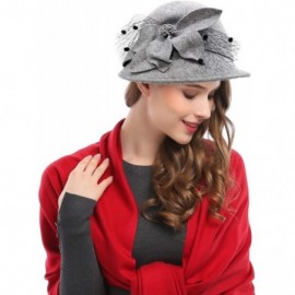 Bucket Hats Womens 1920s Vintage Wool Felt Cloche Bucket Bowler Hat Party Fashion Winter - Style2_gray - CK18A9M6GOW $21.21