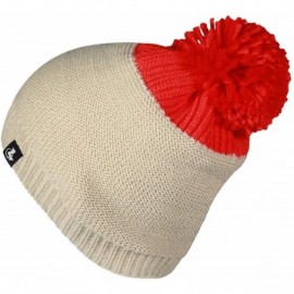 Skullies & Beanies Pom Pom Slouchy Beanie-Winter Mix Knit Ski Cap Skull Hat for Women & Men - Plain Style Red - CE186HMRTKQ $...