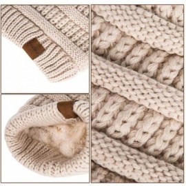 Skullies & Beanies Womens Winter Slouchy Beanie Hat- Knit Warm Fleece Lined Thick Thermal Soft Ski Cap with Pom Pom - C718X7U...