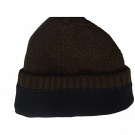 Skullies & Beanies Mens Winter Thick Knit Skull Hats Beanies Caps - Coffee and Black - CL18605Z3XT $11.84