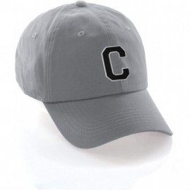 Baseball Caps Custom Hat A to Z Initial Letters Classic Baseball Cap- Light Grey White Black - Letter C - CR18N8Z2QGM $11.25