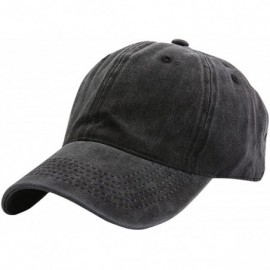 Baseball Caps Unisex Cotton Vintage Distressed Washed Adjustable Baseball Cap - Black - CU18CSUOTKS $14.32