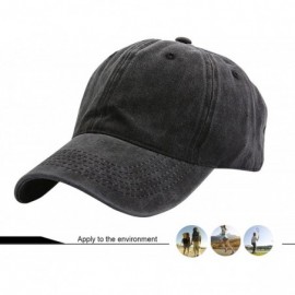 Baseball Caps Unisex Cotton Vintage Distressed Washed Adjustable Baseball Cap - Black - CU18CSUOTKS $14.32